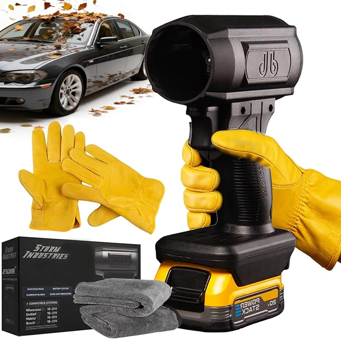 Double-Jet Blower v2.0 Cordless Storm Industries Blower Car Dryer 2026 Upgraded 160000 RPM 200 Mph Leaf Blower for Car Patio Snow Lawn Dryer (for Dewalt)