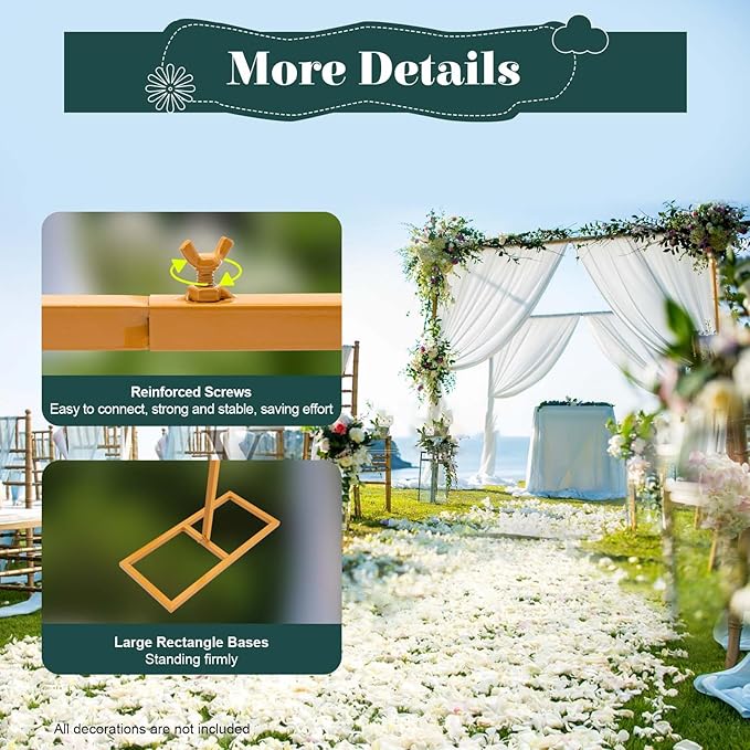 AOWUAEG 10 X 10 Feet Wedding Arches for CeremonyEasy Assembly Square Garden Trellis Arch Metal with Basesfor Weddings Quinceaneras Anniversary Party Birthday Photo Booth Background Decoration(Gold)