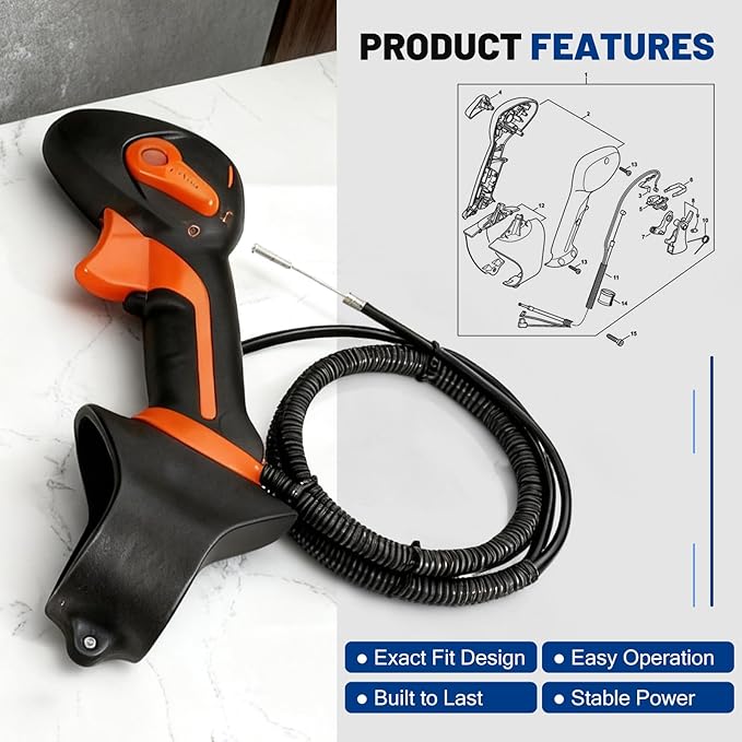 4282-790-4902 Control Handle w/Throttle Cable Fit for Stihl BR600 BR500 BR550 Petrol Backpack Blowers Black Replaces 42827904902