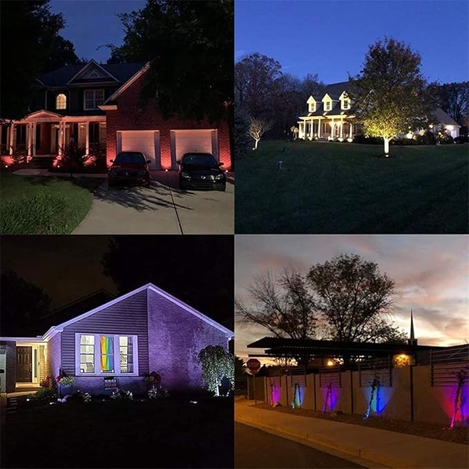 8PCS LED Landscape Lights - Outdoor COB Recessed Ground Spotlight 6W Color Changing Floor Light with Remote Control 12V-24V Stainless Steel Round Buried Garden Light(6W- 24v)
