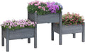 73x18x32 3Tier Raised Wood Garden Planter Durable Finish All-Season Durability Freestanding Grey Heavy-Duty Structure Weather-Resistant