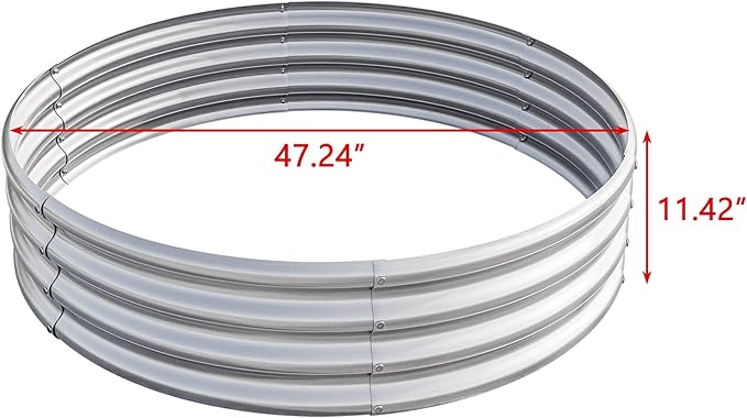 47.24 * 11.4 Tall Round Raised Garedn BedMetal Raised Beds for Vegetables Outdoor Garden Raised Planter Box Backyard Patio Planter Raised Beds for Flowers Herbs Fruits Silver