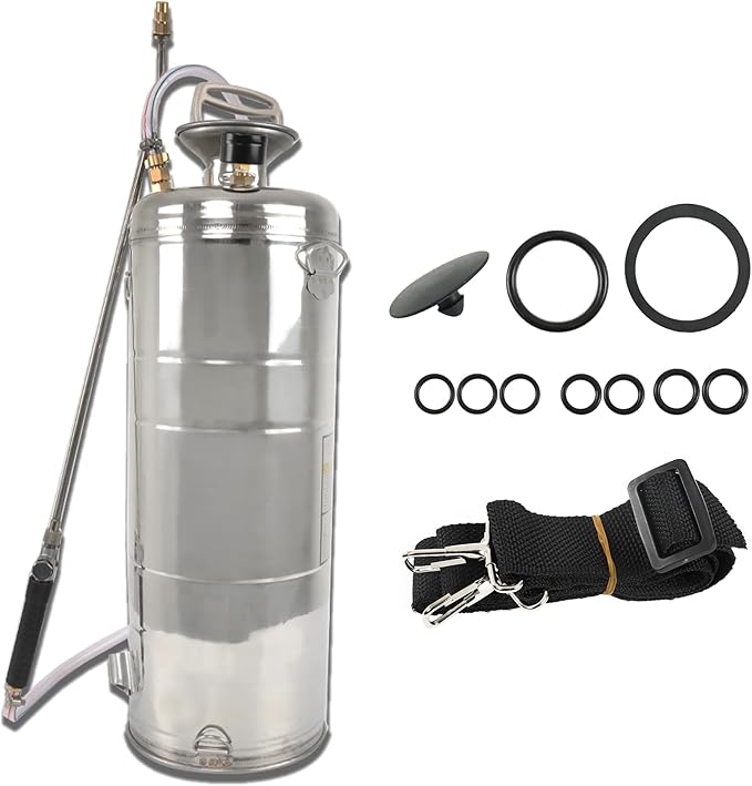 HOSTIC 3.5 Gallon Stainless Steel Sprayer Hand Pump Sprayer with Pressure Gauge Valve Adjustable Nozzle for Gardening Lawn and Cleaning