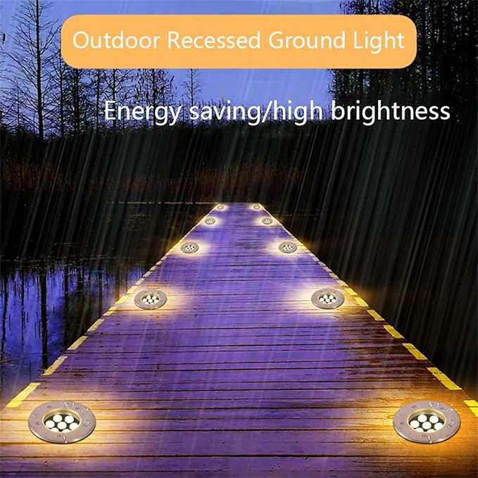 Recessed Ground Light Garden Buried Lights IP66 Waterproof Embedded Round Spotlight AC85-110V Outdoor Underground Light for Pathway Driveway Deck Patio Yard Landscape Light
