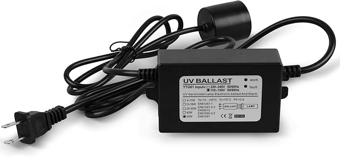 100-120V 55W Electronic Ballast for 12GPM UV Water Sterilizer 4-Prong Lamp Connection with Indicator Lights