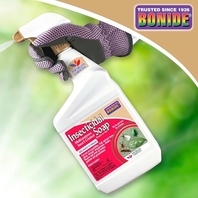 Bonide Insecticidal Soap 32 oz Ready-to-Use Spray Multi-Purpose Insect Control for Organic Gardening Indoor and Outdoor- Pack of 2