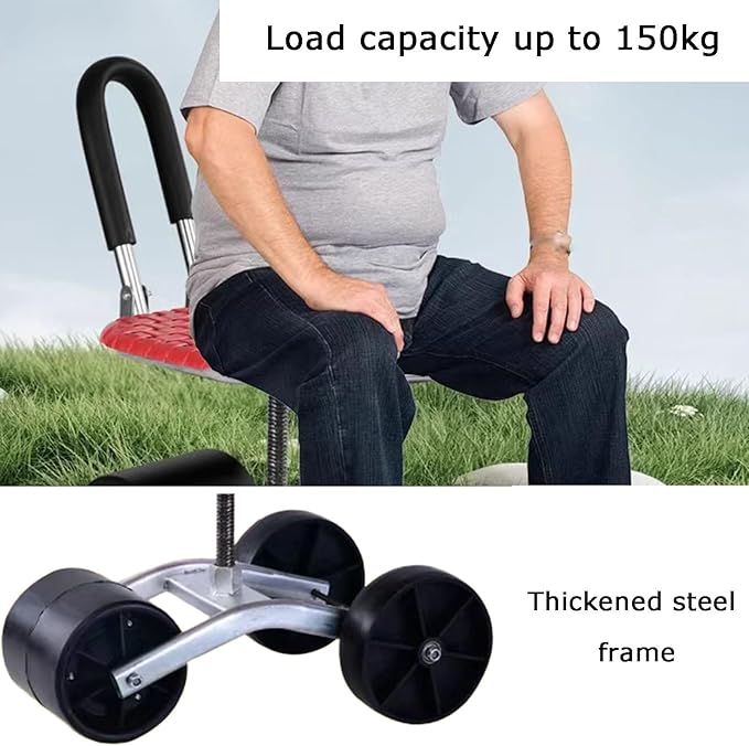 Rolling Gardening Work StoolGarden Helper Bearing 150kg20-33cm Adjustable Heightfor Outdoor Lawn Yard Home