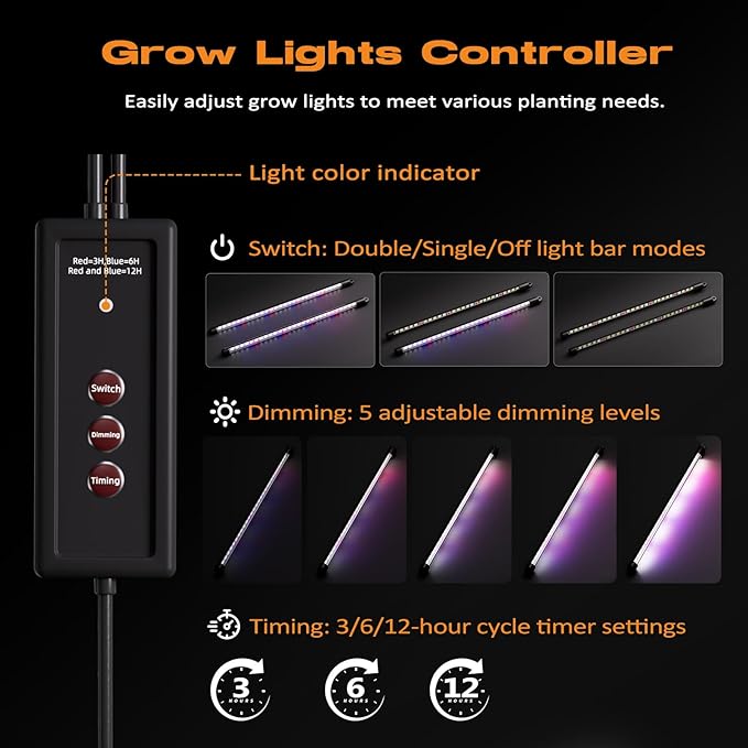 60-Cell Self-Watering Seed Starter Tray with Grow Light Seed Starter Kit with 4.07” Humidity Dome Indoor Seedling Starter Tray Seed Starting Trays for Plant Germination Seeds Growing