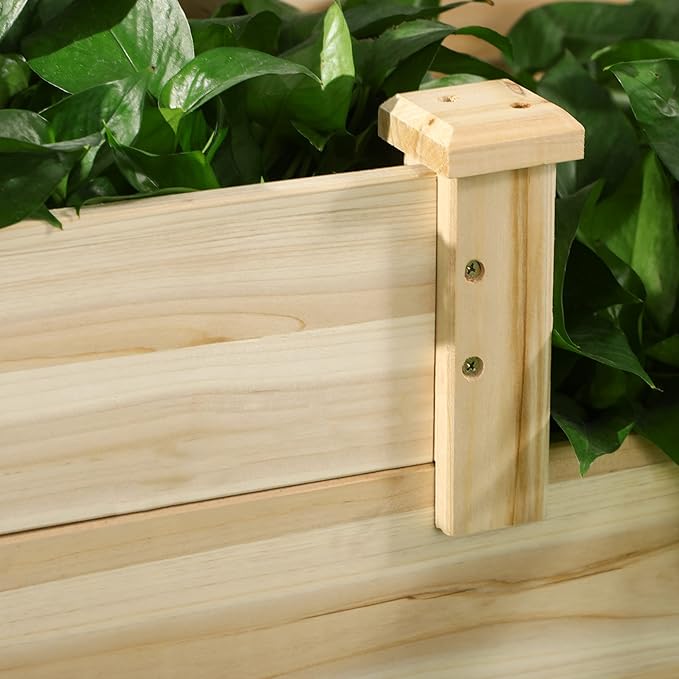 Outsunny 3 Tier Raised Garden Bed Outdoor Planter Box Wooden Garden Box with Open Bottom for Growing Vegetables Herbs Flowers 42.5 x 34.75 x 14.25 Natural
