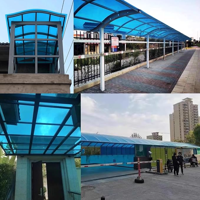 Polycarbonate sheets skylight panels shed roofing panelsPolycarbonate Plastic Sheetleisure huts suitable for outdoor garden greenhouse canopy awnings. Transparent color.(Blue3.3 x 32.8ft)