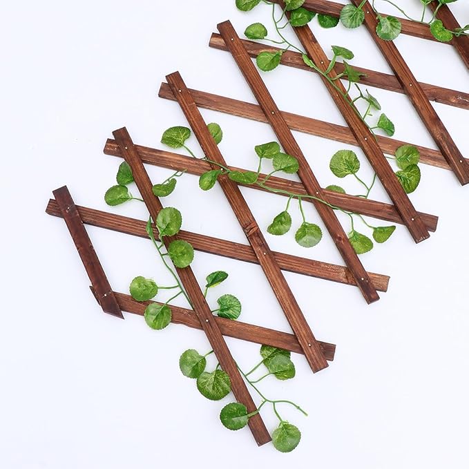 Artibetter Carbonized Anti-Corrosion Wood Climbing Support Trellis for Plants Expandable Vine Frame Bracket 44cm X 28cm 0.7cm Thick Outdoor Garden Patio Plant Climbing Structure