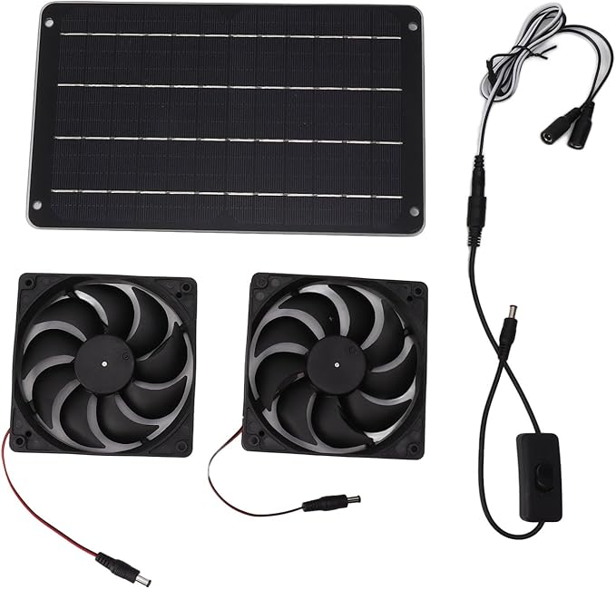 VINGVO Solar Fan Solar Heater For Chicken Coop 20W Greenhouse Heater Solar Powered Solar Powered Exhaust Fan For Outside Chicken Coops Greenhouses Sheds