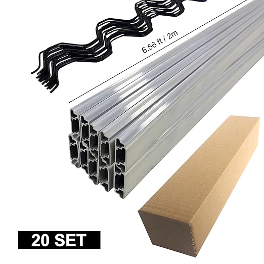 6.6 Ft Wiggle Wire and U-Channel for Greenhouse PVC Coated Spring Wire &amp Aluminum Lock Channel Bundle 20 Sets for Secure Poly Film or Shade Cloth Attachment