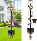 Garden Trellis with Thermometer Rain Gauge Outdoor 55 Inch Shovel Plant Trellis with Planters for Climbing Plants - Decorative for Patio Lawn Yard Backyard