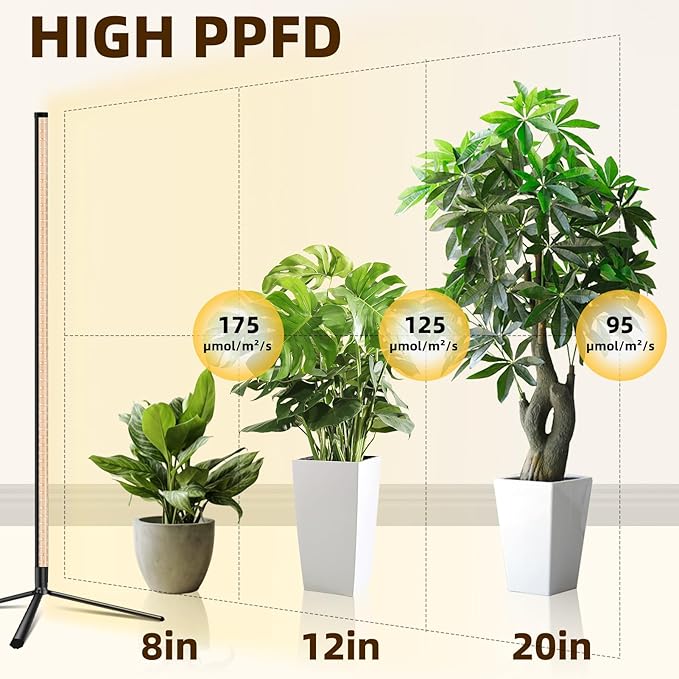 2PCS T8 LED Standing Grow Light for Indoor Plants with Timer 42W Full Spectrum Plant Light with 243 LEDs 4FT Height Tripod Stand Wide Coverage Floor Grow Lamp