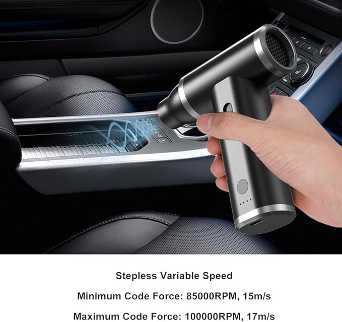 Electric Air Duster Cordless Air Blower Portable with 110000RPM Brushless Motor USB Rechargeable Mini Electric Air Duster for Car Home Cleaning