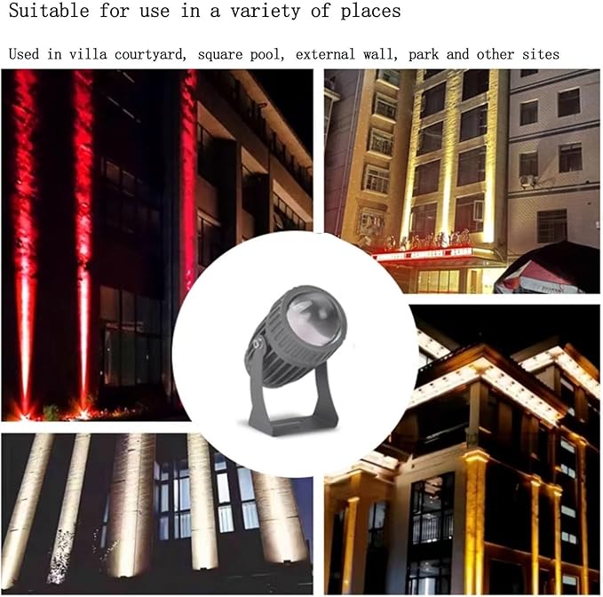 10W LED Spotlights - Waterproof IP65 Beam Light Long Range Floodlight Narrow Beam Outdoor Wall Washer Architectural Landscape Lighting (Yellow 110-230V)