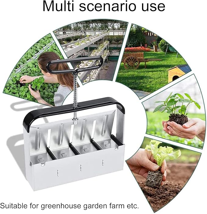 Manual Quad Soil Block Maker Handheld Soil Block Form Comfort Grip Seeds Cuttings Sturdy