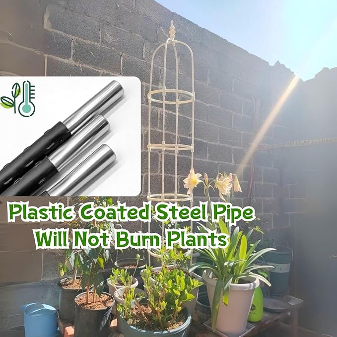 Garden Trellis for Climbing Plants Garden Obelisk Trellis 2 3 4 5 6 Ft Tower Obelisk Frame Multi-Use Plant Support Shelf Outdoor Potted Plant Support Vertical Supports Vines Rose(Black25 x 150cm/0.
