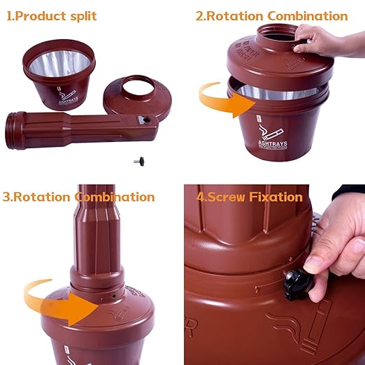 Weatherproof Outdoor Standing Disposal Bin with Lid – Durable All-Weather Waste Receptacle for Yard Porch Deck Terrace Entrance (Coffee 30in-4Pack)