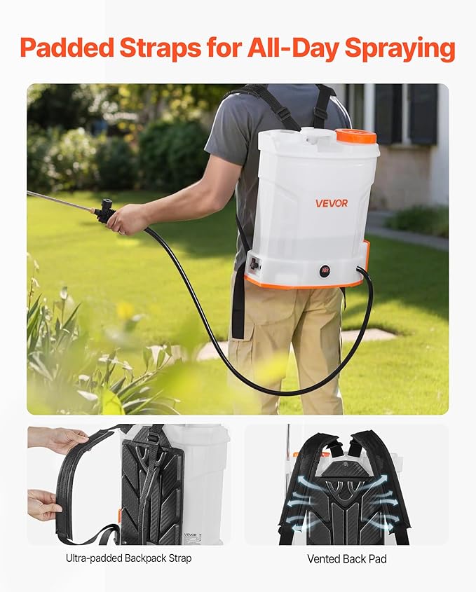 VEVOR Battery Powered Backpack Sprayer 3.2 Gal Powerful Electric Backpack Sprayer 2 Retractable Wands &amp 5 Nozzles Adjustable 0-90 PSI 2 Hour Runtime Portable Weed Sprayers for Yard Garden Law