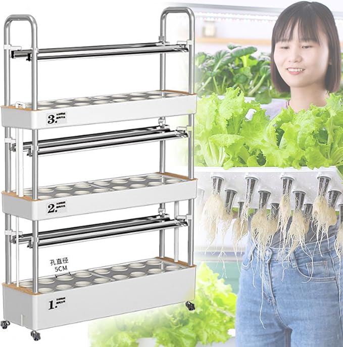Smart Hydroponics Growing Kit With light 48/64/90/120Hole Hydroponics Indoor Self-watering Growing KitSoilless Cultivation Grow Tower with Pump Indoor Vegetable Plant Tower120hole