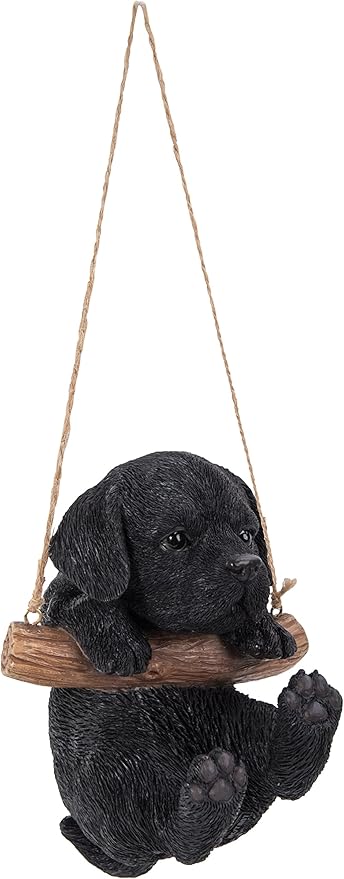 Hi-Line Gift Ltd Hanging Black Lab Puppy Resin Statue Realistic Animal 4.2 x 4 x 5 inches Home &amp Garden Decor Gift for Dog Lovers