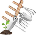 Garden Tool Set Trowel Gardening Tools Kit with Ash Wood Handle and 430 Stainless Steel Blades for Outdoor Yard Gardening Suitable for Women and Men