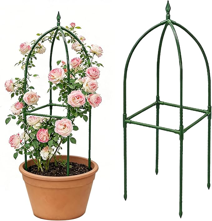 Outdoor Trellis for Climbing Plants - Adjustable Height Metal Obelisk HolderMetal Garden Trellis - for Balcony House Outside Wedding Vegetable Flower Fruit