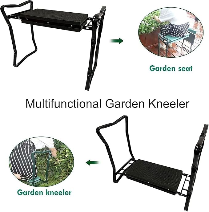 Folding Kneeler Garden Kneeler Garden Kneeler seat with Handles|2 in 1 Foldable Garden Stools with Tool Pouches|Suitable for Outdoor Work and Gardening (Color : Red) (Black)