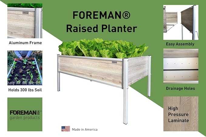 Foreman Raised Garden Bed on Legs – Weather-Resistant Raised Garden Bed (36 x 24 x 25) with Drainage Ideal Raised Garden Bed for Vegetables &amp Flowers – 300 lb Capacity Callisto Wood Grain