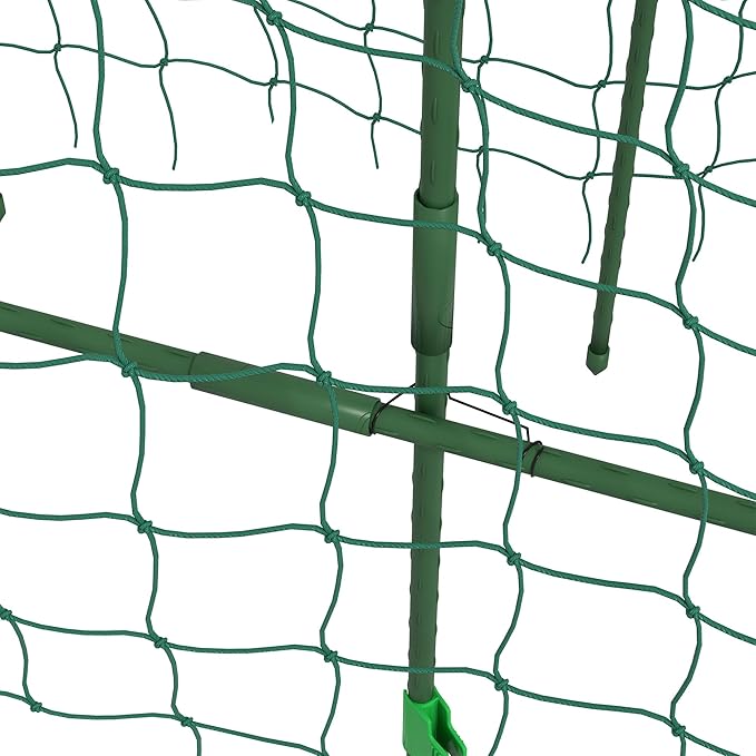 Outsunny Cucumber Trellis 6' Tall Arch Trellis for Climbing Plants Outdoor A-Frame with Plastic Coated Steel Frame and Climbing Net Support Vegetables Peas Fruit &amp Vines Green