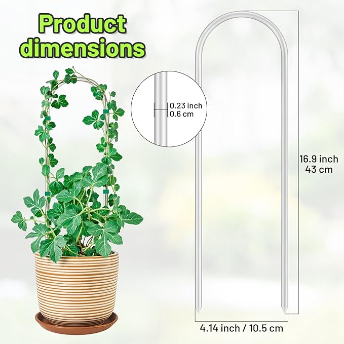 6 Pack U-Shape Acrylic Plant Trellis for Indoor Climbing Plants 16 Inch Small Plant Trellis Potted Plant Climber Support for Pothos Vine Ivy Houseplant