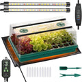 Seed Starter Tray with Grow Light and Thermostat Controller Heat Mat 10x 20.75 Heat Mats for Plant Growing68-113°F AdjustableColor Change Grow LightsGermination Trays Kits (Green 60 Cells)