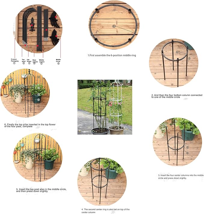 Black Garden Obelisk Trellis Garden Obelisk Trellisfor Climbing Plants Metal Plant Support Trellis Rose Climbing Trellis Flower Supports for Potted Plants Climbing Rose Vine(120cm/47in)