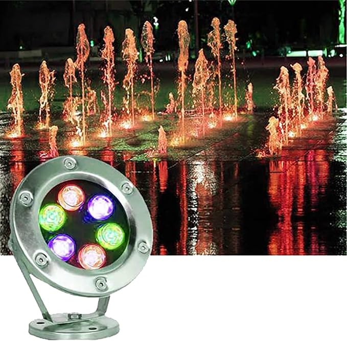 Underwater Pond Spotlight - Rotating Outdoor Spotlight 12V IP68 Waterproof RGB Garden Spotlights Adjustable Ground Lighting Floor Lamp/Underwater Light/LED UnGreen 3W