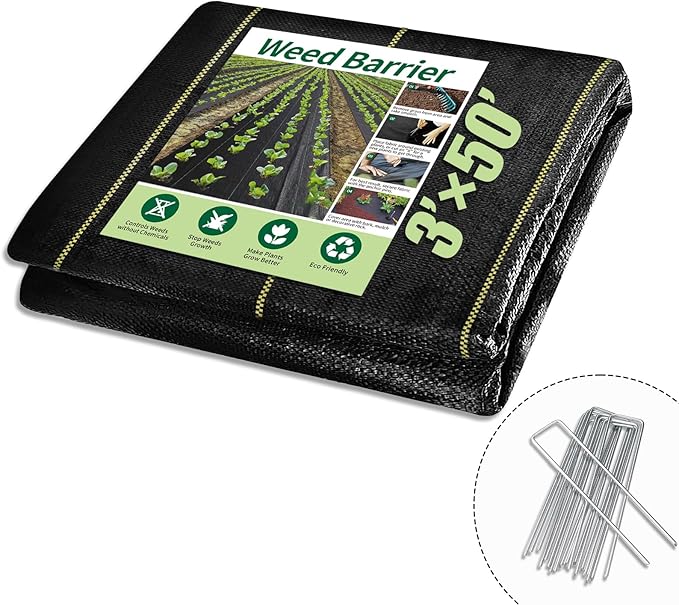 KANAGAWA 3ftx50ft Premium Weed Barrier Landscape Fabric Heavy Duty 3.5OZ Woven Weed Control Fabric Good Permeability for Weed Block Gardening Mat Driveway Fabric Landscaping Fabric Ground Cover
