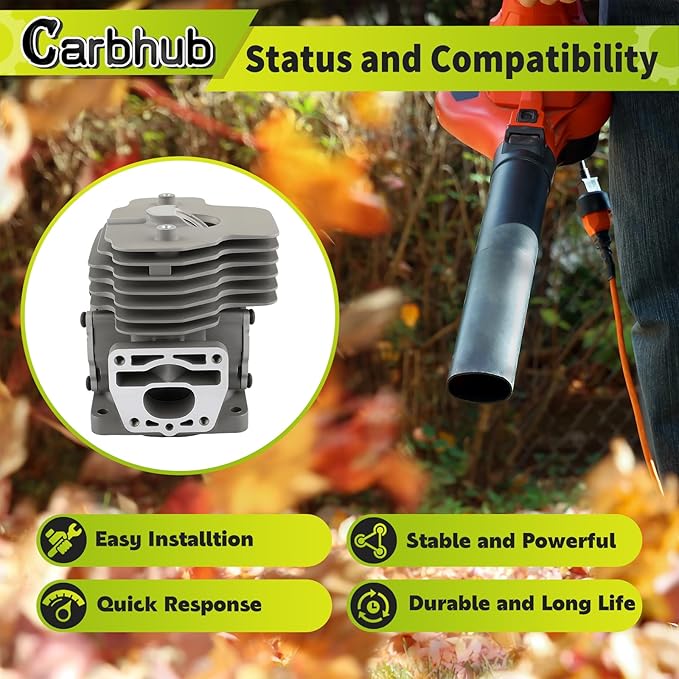 Carbhub P100006300 Cylinder for Echo PB-8010 PB-9010 for Shindaiwa EB810 EB810RT Backpack Blowers with P100012460 Piston Kit