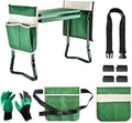 BDL Garden Kneeler and Seat Upgraded Folding Bench Stool Portable Kneeler Sturdy Gardening Tools with 2 Free Tool Pouch Detachable Belt A Pair of Garden Gloves EVA Kneeling Pad