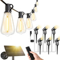Svater 6 Pack Landscape Lighting + 75FT ST38 Solar String Lights Outdoor with Remote