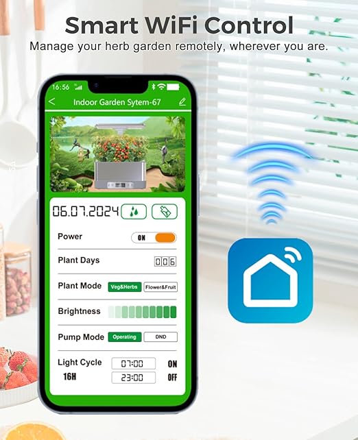 Smart Hydroponics Growing System with App Control 8 Pods Indoor Herb Garden Kit with LED Grow Light &amp Stainless Steel Body Self-Watering Planter for Basil Lettuce &amp Home Gardening