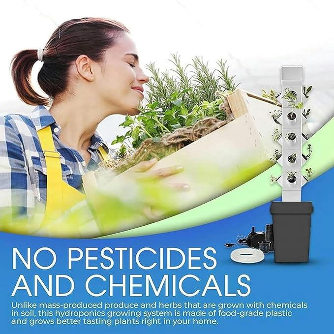 Hydroponic Tower for Garden Pot Moisturizing Pump/Timer/Adapter Cultivation Kit for Herbs Fruits and Vegetable Pots 24 Holes // 1 Piece
