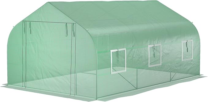 11.5' x 10' Walk-in Greenhouse for Outdoor Use – Heavy Duty Galvanized Steel Frame PE Cover with UV Protection Zippered Mesh Door &amp 6 Ventilation Windows
