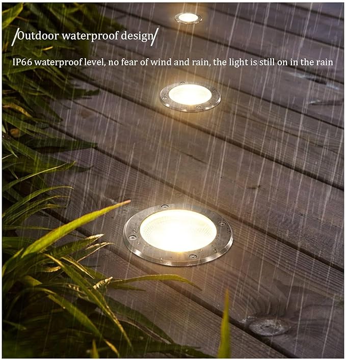 2Pcs Outdoor Buried Lights - Ground Led Landscape Lamp Ip66 Waterproof Led Spotlights Garden Buried Lights Outdoor Round Recessed Ground Spotlight for Patio Walkway -Blanc-6W