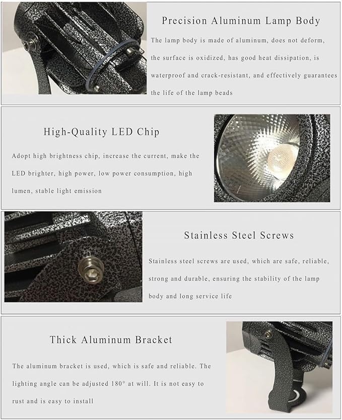 Flood Light IP65 Waterproof Outdoor Spotlight AC85-265V Spotlight Led Beam Light 180° Rotation Spotlight Long-Distance Narrow Beam Spotlight for SLawn Lighting(Red Light10W-AC85-265V)