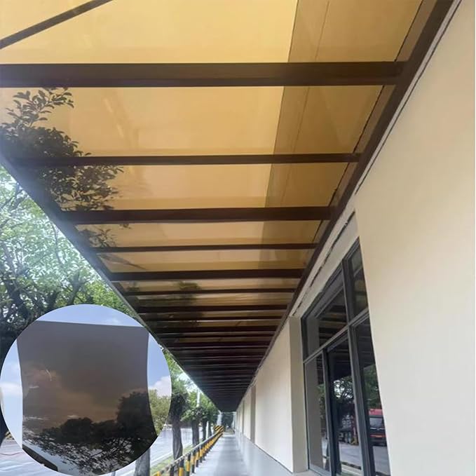Polycarbonate sheets skylight panels shed roofing panelsPolycarbonate Plastic Sheetleisure huts suitable for outdoor garden greenhouse canopy awnings. Transparent color.(Brown4 x 9.8ft)