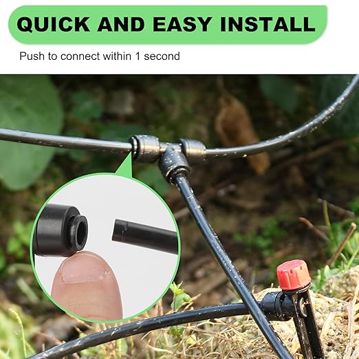 Drip Irrigation System – 2026 Upgraded Garden Watering System with 46FT 1/2'' Tubing New Quick-Connect 1/4 inch Fittings Automatic Sprinkler for Garden Lawn Greenhouse Plant Flower Bed
