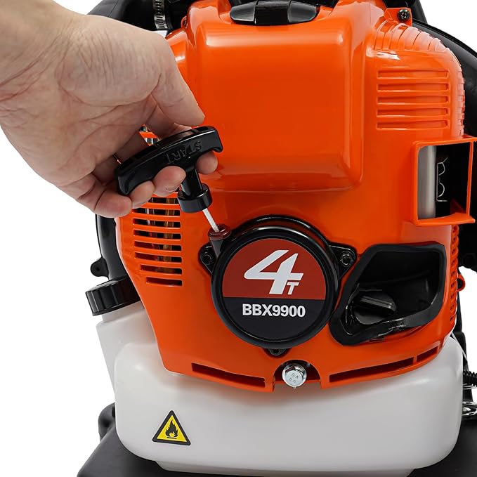 4-Stroke 75.6CC Backpack Gas Powered Leaf Blower 2.6KW Commercial Gasoline Grass Lawn Blower Heavy Duty Gas Leaf Blower with Air-Cooled &amp 1.9L Fuel Tank for Yard Lawn Care Snow Removal