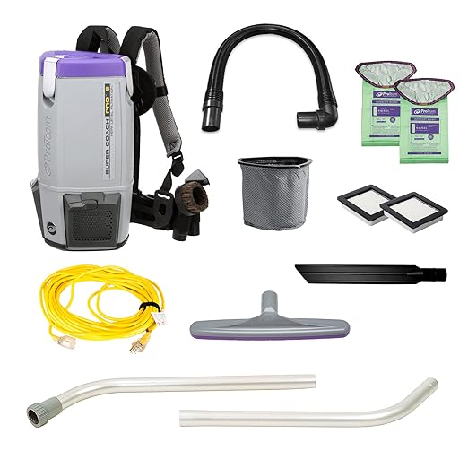 ProTeam Super Coach Pro 6 Backpack Vacuum Commercial with 2 Piece Wand Tool Kit 6 Quart Corded 107308