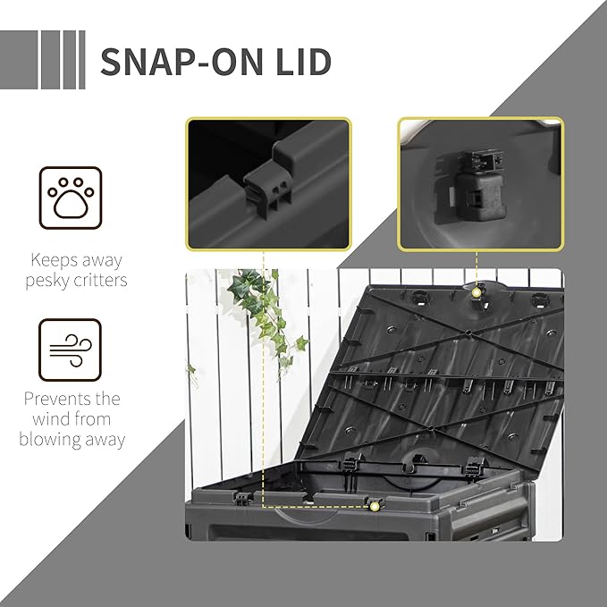 Outsunny Garden Compost Bin 120 Gallon (450L) Garden Composter BPA Free with 80 Vents and 2 Sliding Doors Lightweight &amp Sturdy Fast Creation of Fertile Soil Black